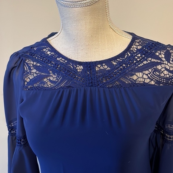 In Girl navy dress/tunic, lace yoke, sz 12 - Picture 2 of 7